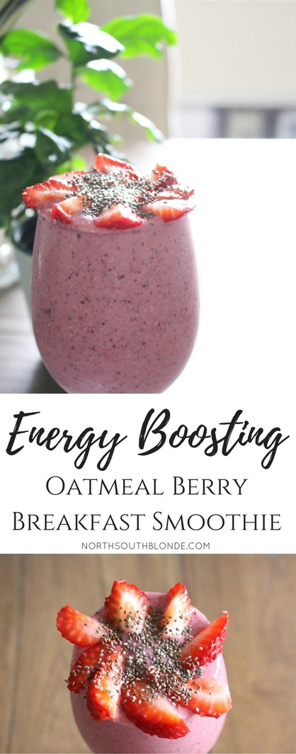 Energy Boosting Oatmeal Berry Breakfast Smoothie