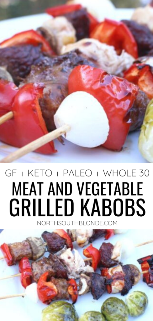 Meat and Veggie Grilled Kabobs are an easy and healthy crowd pleaser all summer long. Low carb, keto, gluten-free, paleo, and whole 30 friendly. BBQ Recipes | Grilling | BBQ Kabobs | Grilled Kabobs | Low Carb | Keto | Ketogenic | Weight Loss | Healthy BBQing | Barbecued | Meat on a Stick | Grilled Veggies | Easy Recipe | Meat Kabobs | Skewers | Steak Kabobs | Camping | Barbecue Kabobs | Lunch | Dinner | Entree | Chicken Kabobs
