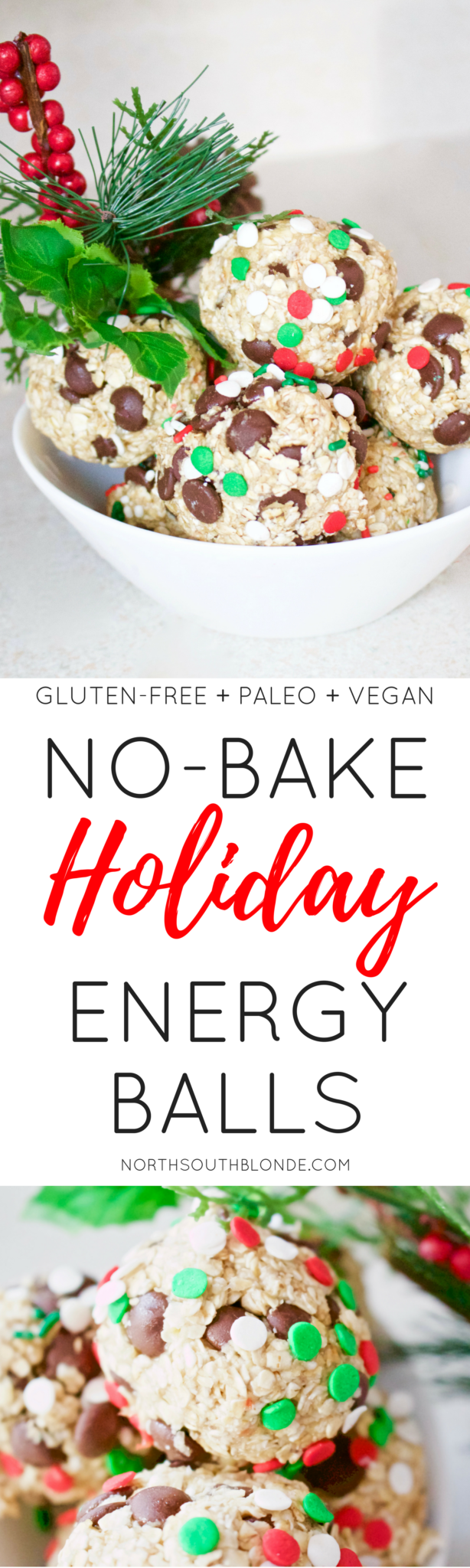 No Bake Holiday Energy Balls (Gluten-Free, Paleo, Vegan)