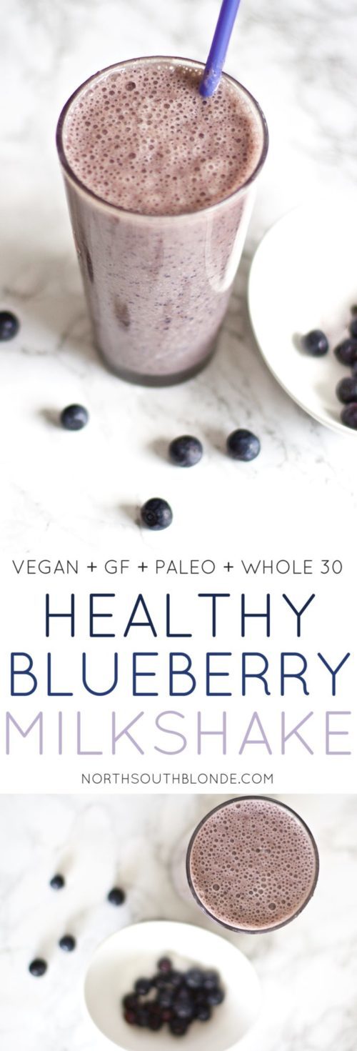 Healthy Blueberry Milkshake (GlutenFree, Vegan, Paleo, Whole 30)