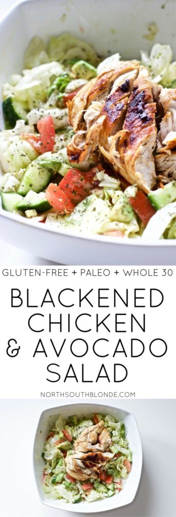 Blackened Chicken and Avocado Salad is the easiest and healthiest meal you will ever make. In less than 20 minutes, you'll have a nutrient packed, delicious and filling lunch or dinner that aids in weight loss. Ketogenic | Keto | Low Carb | Gluten-Free | Healthy | Dinner Recipe | Low Carb Salad | Keto Salad | Paleo | Whole 30 | Weight Loss | Summer Recipes | Chicken Avocado | Blackened Chicken | Easy Dinner Recipe |