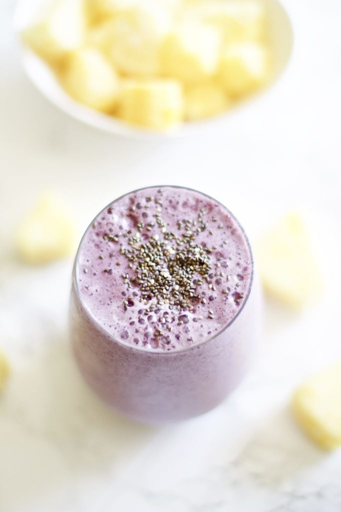 A tropical drink that can be enjoyed all year around. It's refreshing, full of antioxidants that nourishes the body for optimal health! Quick and easy, involving only a few ingredients, you too can look and feel your best this summer. Vegan | Paleo | Whole 30 | Gluten-Free | Organic | Wholesome | Summer Smoothie | Chia Seeds | Weight Loss | Hair Growth | Nail Growth | Post Workout | Fitness | Baby & Toddler Food Smoothie | Refreshing Drink | Summer Drinks | Breakfast Smoothie | Healthy Snacks |