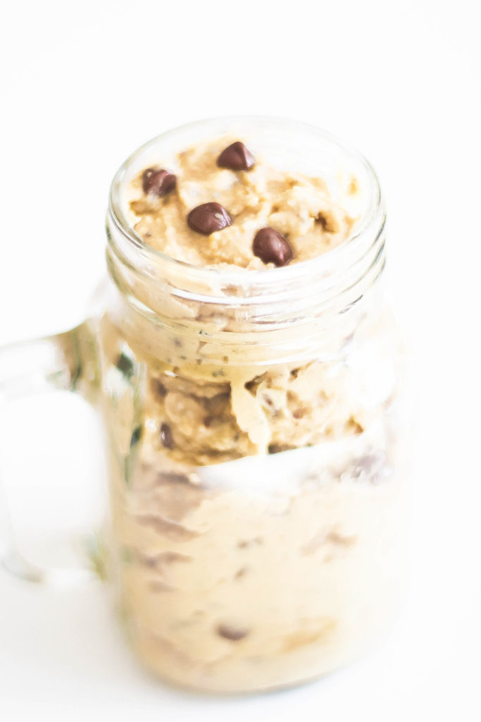 Vegan chickpea cookie dough is creamy and delicious, healthy and safe to eat, involving only a few ingredients. A guilt free dessert thats high in fiber and protein! Vegan desserts | Dairy Free | Refined Sugar Free | Raw | Gluten Free | Chickpeas | Chickpea Dessert | Chickpea Cookie Dough | Grain Free | Egg Free | Eggless | Healthy Snacks | Healthy Desserts | Vegan Chocolate | Weight Loss | High Fiber | Blender | Food Processor | Vegan Cookie Dough | gluten-free