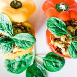 These scrambled egg stuffed peppers are easy, healthy, and extremely satisfying! A low-carb and whole 30 breakfast to start your day right! High protein | Whole 30 Breakfast | Paleo Breakfast | Sugar Free | Refined Sugar Free | Gluten-Free Breakfast | Brunch | Weight Loss | Nutrition | Nutritious | Quick and Easy | Wholesome | Filling | Scrambled Eggs | Lean | Turkey Bacon | Spinach | Oven Baked | Baked Eggs | Egg Cups | Keto Breakfast | Ketogenic Diet | Keto Food |