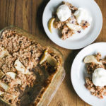 Baked Oatmeal Apple Crisp is a one pan dish - simply mix ingredients, bake, and serve as a dessert or a healthy, wholesome morning breakfast. Gluten-free, vegan and refined sugar free!