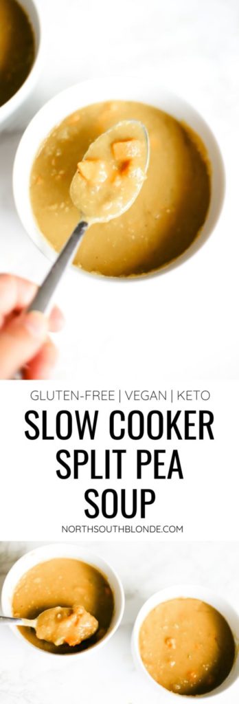Don't feel like cooking? No problem. This Slow Cooker Split Pea Soup is wholesome, packed full of nutrients and fibre, and clean eating at it's finest. Slow cooker | Pressure Cooker | Crockpot | Green Split Pea Soup | Split Green Peas | Ketogenic | Keto soup | Vegan | Vegetarian | Baby Food | Food for Kids | Slow Cooker Recipes | Gluten-Free | Healthy | Clean Eating | Weight Loss | Lose Weight | Soup Diet | Dinner | Lunch | Main Course | Entree