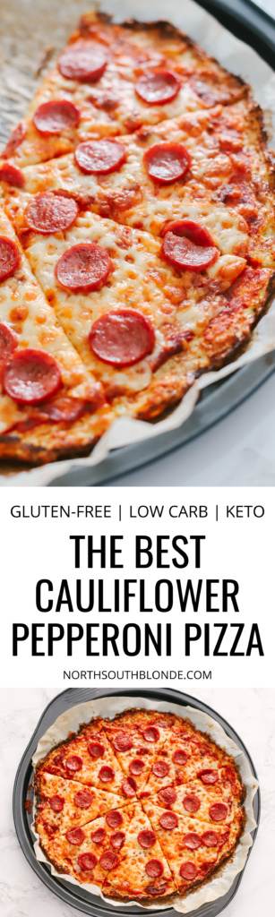 The best cauliflower pepperoni pizza recipe you will ever need to get your pizza fix without the guilt on a low carb, ketogenic diet. It's gluten-free with tons of nutrients and perfect for weight loss. Cauliflower Crust | Cauliflower Pizza | Low Carb | Keto | Keto Dinner Recipe | Easy Pizza Recipe | Healthy Pizza | Super Food Pizza | Keto Food | Keto Dinners | Gluten-Free Pizza | Think Crust | Cheese Pizza |