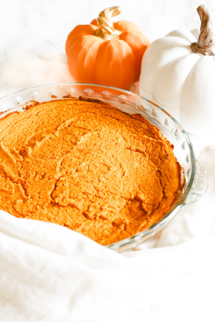 This pumpkin pie cake is just like the real thing, except homemade, healthy, and refined sugar free. The most scrumptious low carb and keto dessert for fall and Thanksgiving. Pumpkin Spice | Fall Recipes | Fall Desserts | Pumpkin Pie Dessert | Sugar Free | Gluten-Free | Autumn | Halloween | Thanksgiving | Pumpkin Cake | Snack | Healthy | Weight Loss | Ketogenic | Keto Pumpkin Recipe | Low Carbs | Crustless Pie |