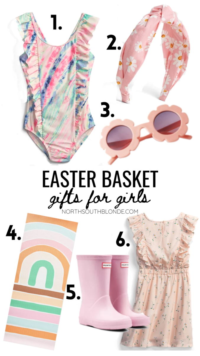 Easter basket gift ideas for little girls and older girls, including fun bright spring colours and warm weather essentials. Easter Goodie | No Toys | No Candy | No Sugar | Dollar Store Finds | Gap Kids | Gap Girls | Walmart | Spring | Outdoor Activities | Spring Dresses for Girls | Girls Style | Girls Fashion | Spring Must Haves | Easter Basket for Older Kids | Gift Basket Ideas |