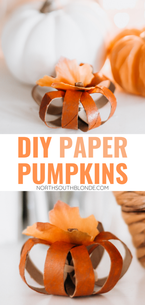 Easy DIY Decor Paper Pumpkins are made with up-cycled paper rolls will add beautiful fall decor to your home and a family activity for the kids. Fall Home Decor | DIY Home Accent | DIY Pumpkins | Paper Roll Pumpkins | Pumpkin Craft | Halloween Decor | Thanksgiving Decor | Fall Craft | Activities for Kids |