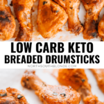 The tastiest keto shake 'n bake chicken recipe made with a gluten-free breading seasoning blend! GF, low carb, paleo, whole 30 friendly. DIY Shake and Bake | Homemade Shake and Bake Seasoning | Ingredients | Baked Chicken | Drumsticks | Dry Rub Seasoning | Crispy Chicken | Keto Breaded Chicken | Keto Dinner Recipe | Keto Ideas | Chicken Spices | Chicken Seasoning | breaded drumsticks | chicken drumsticks