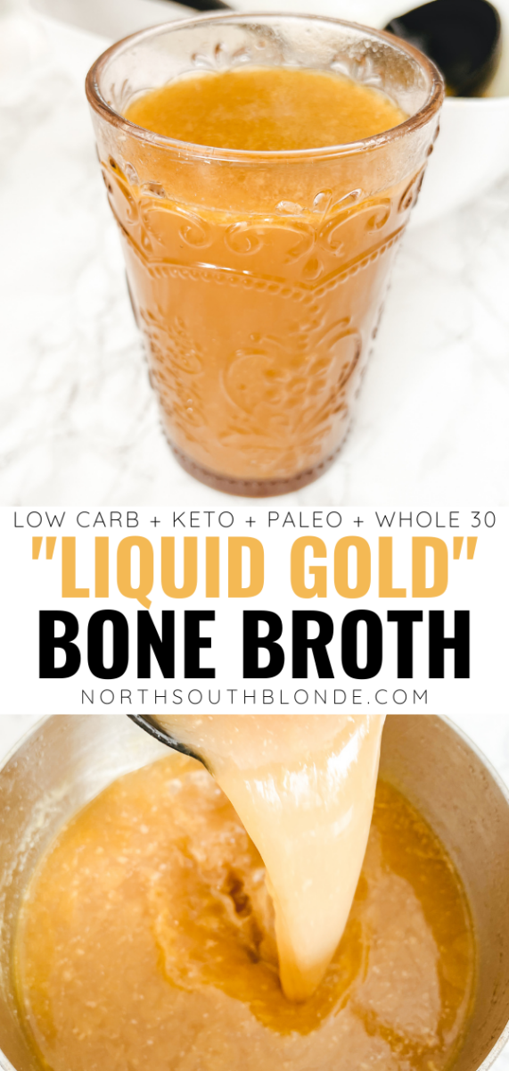 This Bone Broth Recipe has a plethora of health benefits. It accelerates weight loss, digestion, gut healing, detox, collagen production, anti-aging and much more. Liquid Gold | Superfood | Cleanse | Gut Health | Digestion | Detox | Reduce Wrinkles | Natural Botox | Skin Health | Hair Skin Nails | Liver Detox | Mental Clarity | Brain Health | Chicken Bone Broth | Crockpot Method | Slow Cooker | Stovetop | Stove Top | Immunity | Metabolism | Sleep