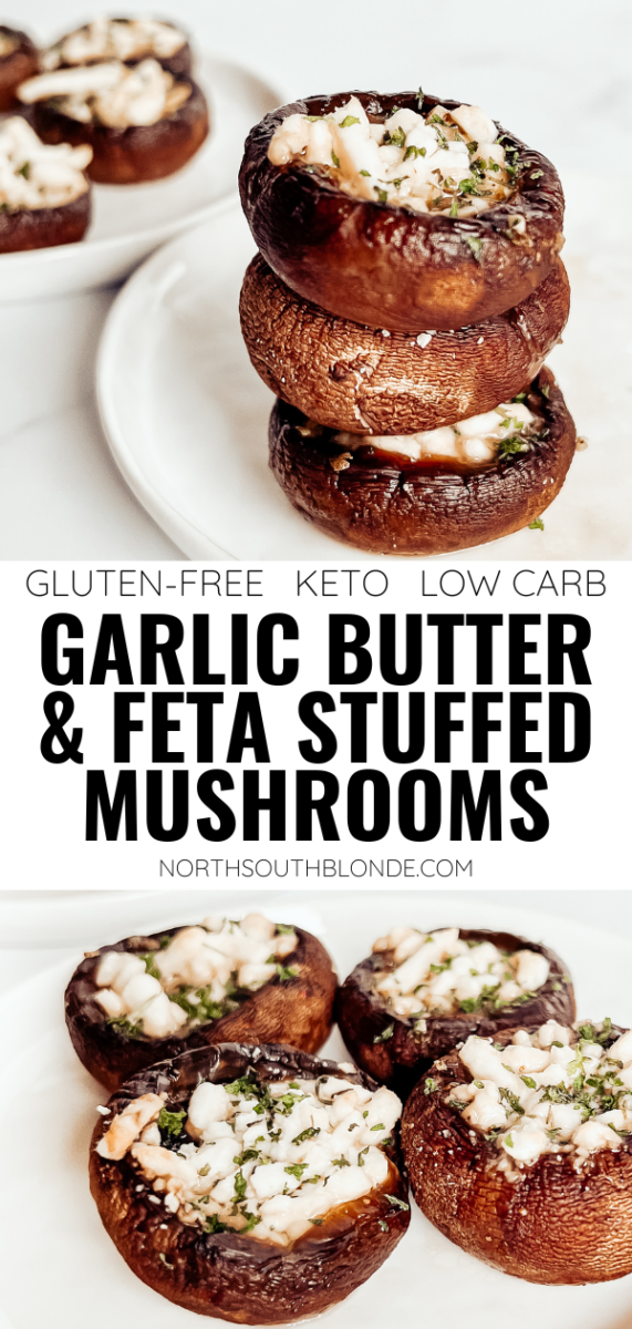 Garlic Butter and Feta Stuffed Mushrooms (GF, Keto, Low Carb)