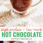 This high protein & low carb hot chocolate is a sugar free, festive hot cocoa that's quick and easy, made with an electric frother and vanilla protein powder. Christmas Drinks | Holiday Recipes | Festive Drinks | Hot Cocoa | Healthy Hot Chocolate | Sugar Free | Low Carb | Keto | Gluten-Free | High Protein Drinks | Milk Frother | Frothed Milk Recipes | Protein Powder Recipes | Holiday Favourites |
