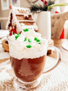 This high protein & low carb hot chocolate is a sugar free, festive hot cocoa that's quick and easy, made with an electric frother and vanilla protein powder.